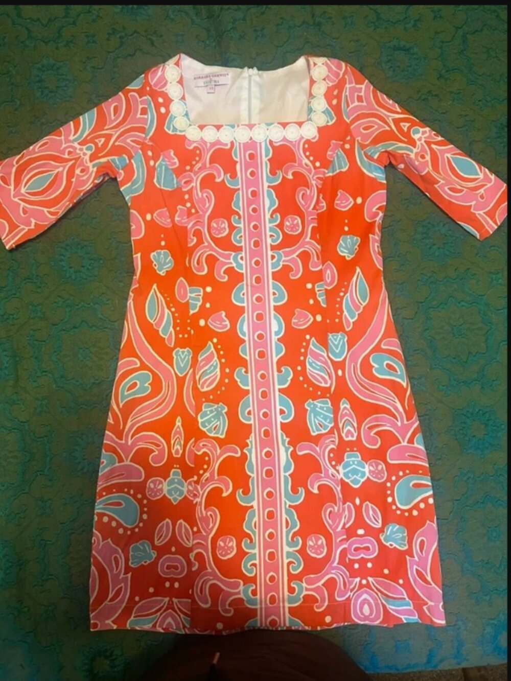 Barbara Gerwit by Tabitha XS Coral Shift Dress Mod 60s Beach Coastal Preppy